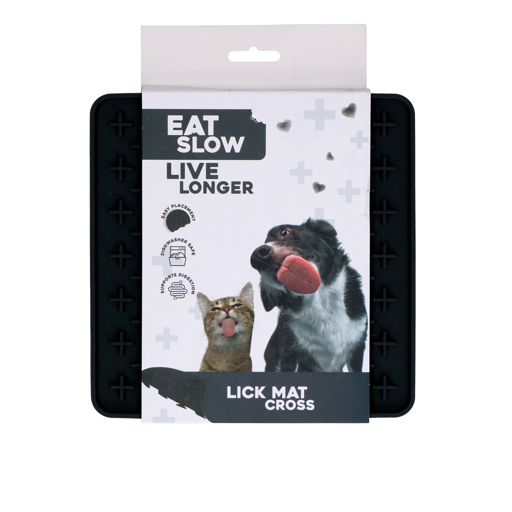 Eat Slow Live Longer Leckmatte Kreuz Grau – Fördert Langsame Fütterung für Haustiere