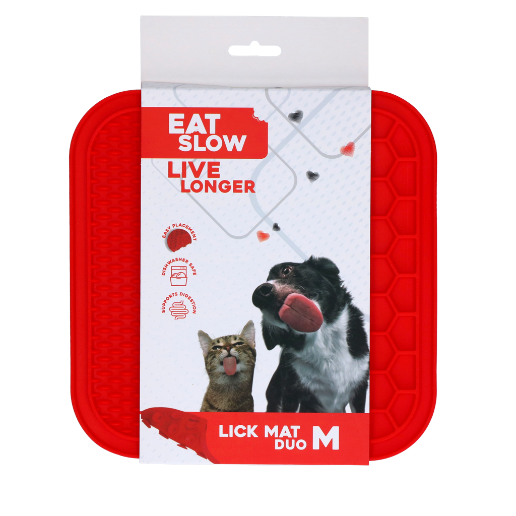 Eat Slow Live Longer Lick Mat Duo M Rot – Fördert Langsame Fütterung und Unterhaltung