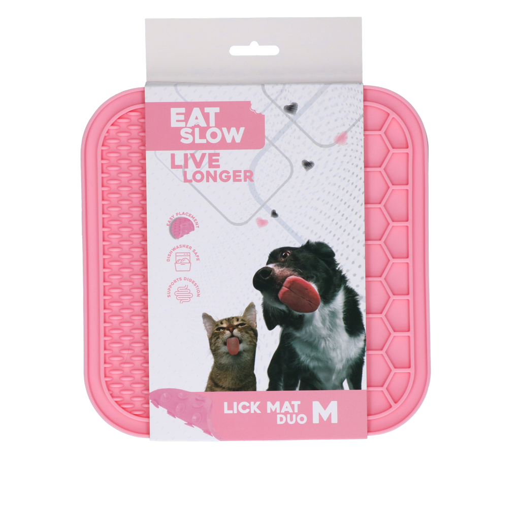 Eat Slow Live Longer Lick Mat Duo M Rosa – Fördert Langsame Ernährung und Mentalen Spaß