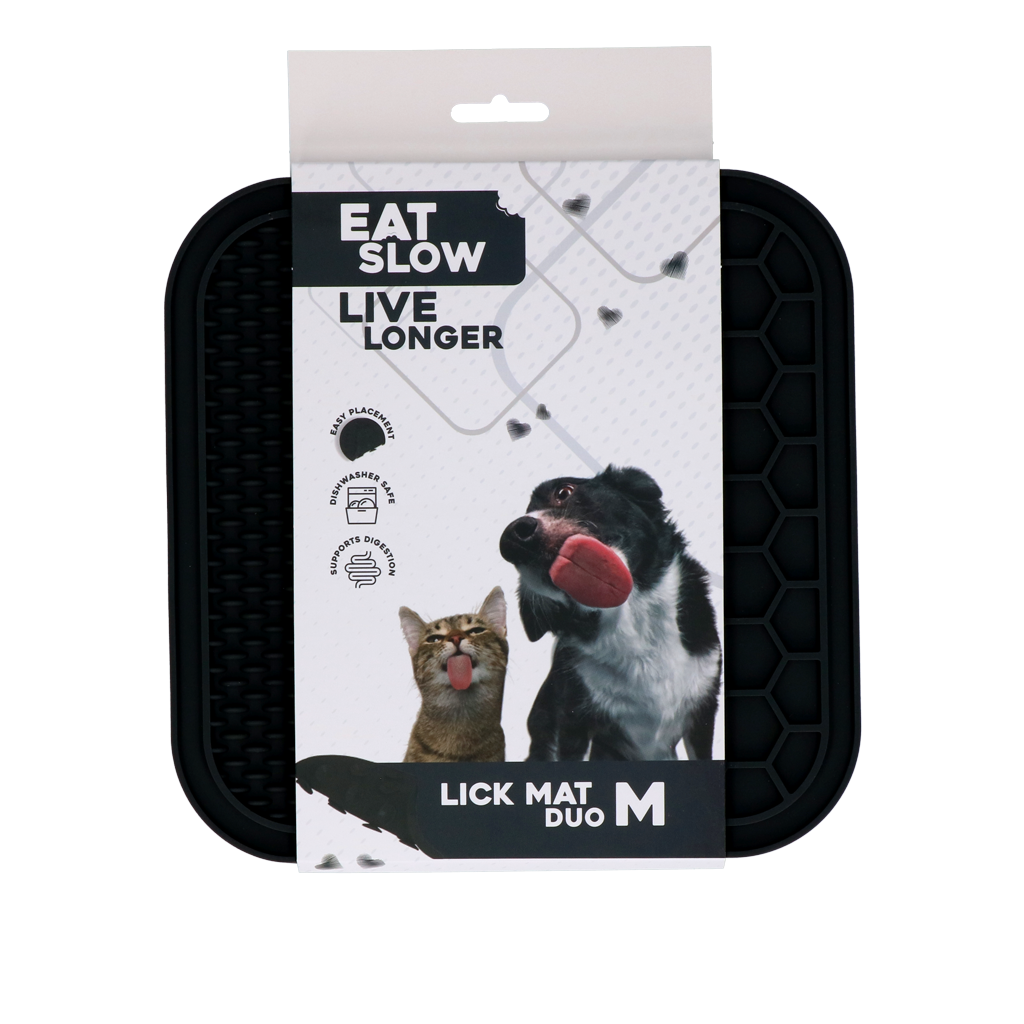 Eat Slow Live Longer Lick Mat Duo M Grau – Fördert Langsame Fütterung und Geistige Stimulation