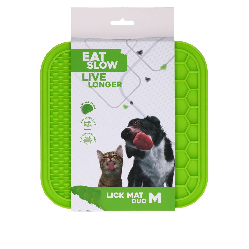 Eat Slow Live Longer Leckmatte Duo M Grün – Fördert Langsame Ernährung für Haustiere