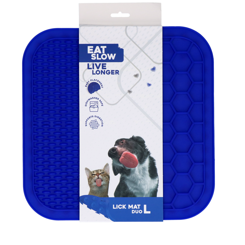 Eat Slow Live Longer Lick Mat Duo L Blau – Fördert Langsame Fütterung für Haustiere