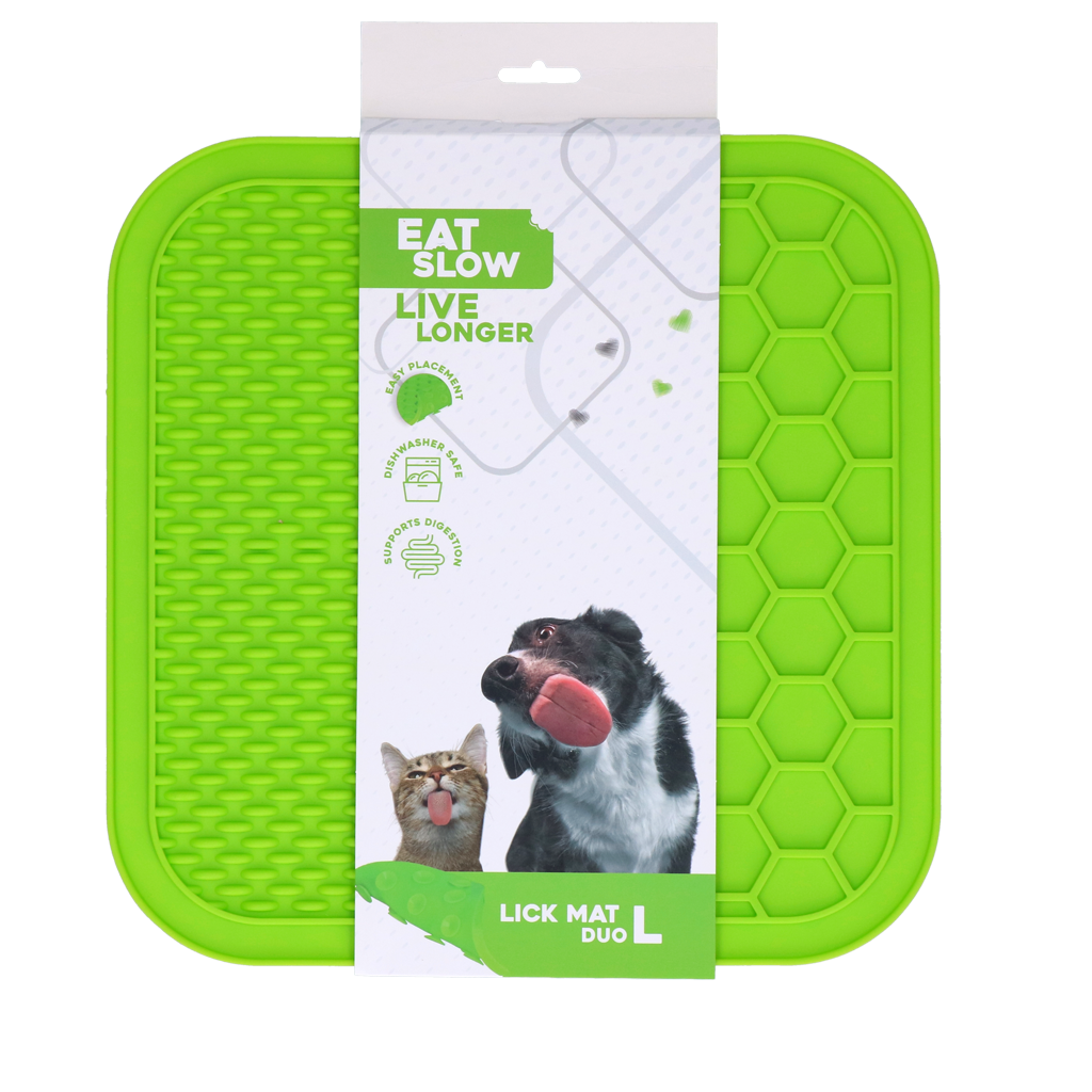 Eat Slow Live Longer Lick Mat Duo L Grün – Fördert Langsame Ernährung und Spielspaß