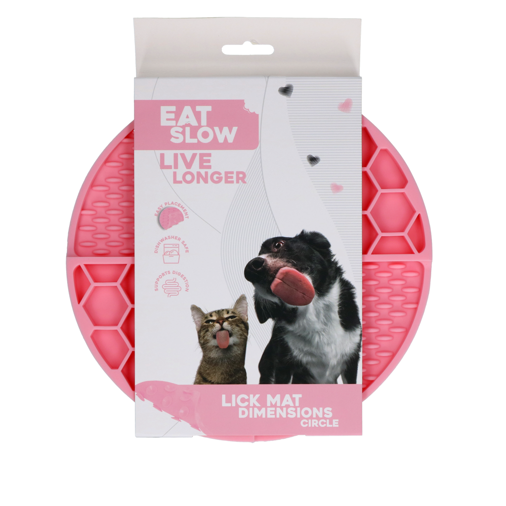 Eat Slow Live Longer Lickmatte Runde Rosa – Fördert Langsame Fütterung