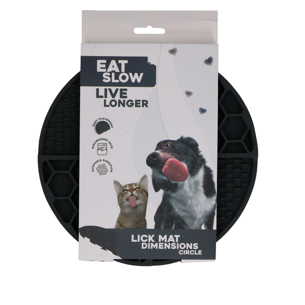 Eat Slow Live Longer Lickmatte Grau – Förderung Langsame Fütterung