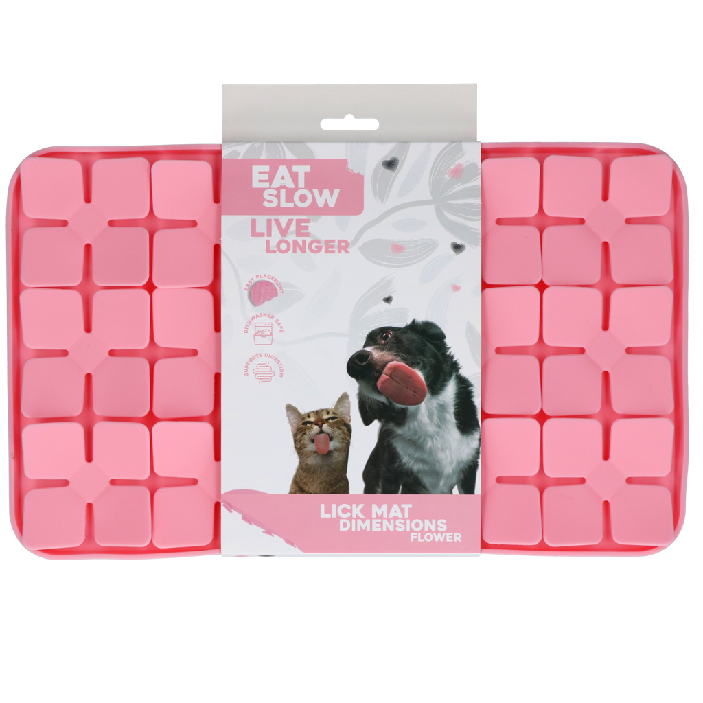 Eat Slow Live Longer Leckmatte Blumen Rosa – Fördert Langsame Fütterung Und Mentalen Spaß