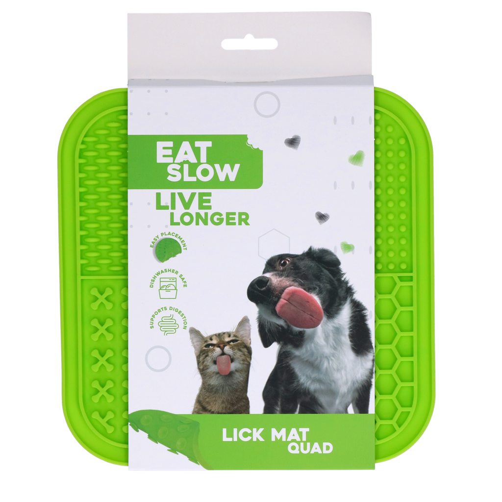 Eat Slow Live Longer Lick Mat Quad Grün – Fördert Langsame Fütterung mit Vier Mustern