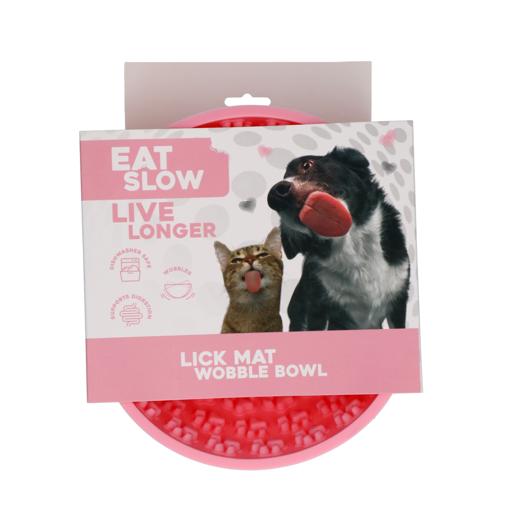 Eat Slow Live Longer Wackeliger Antischlingnapf Rosa – Fördert Langsame Fütterung und Unterhaltung