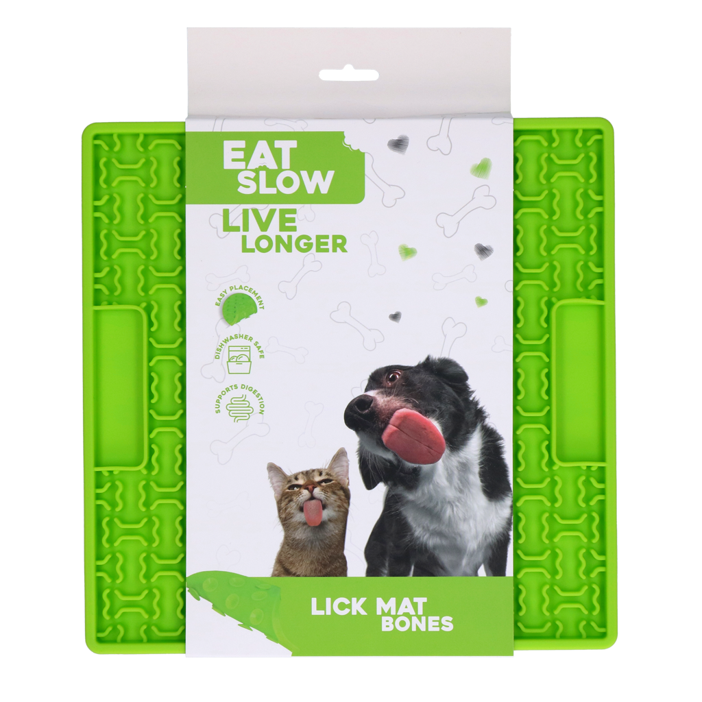 Eat Slow Live Longer Leckmatte Knochen Grün – Fördert Langsame Fütterung