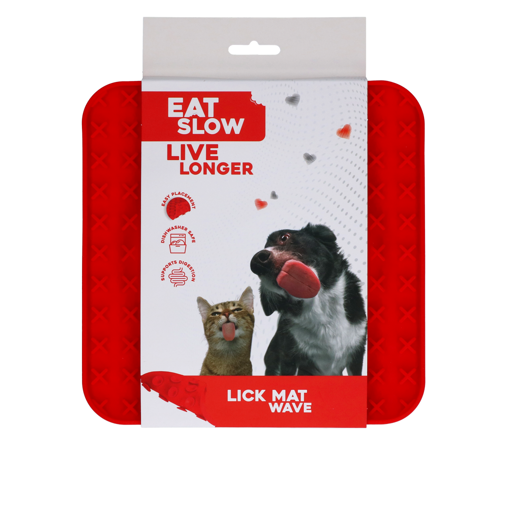 Eat Slow Live Longer Leckmatte Wave Rot – Fördert Langsame Fütterung für Haustiere