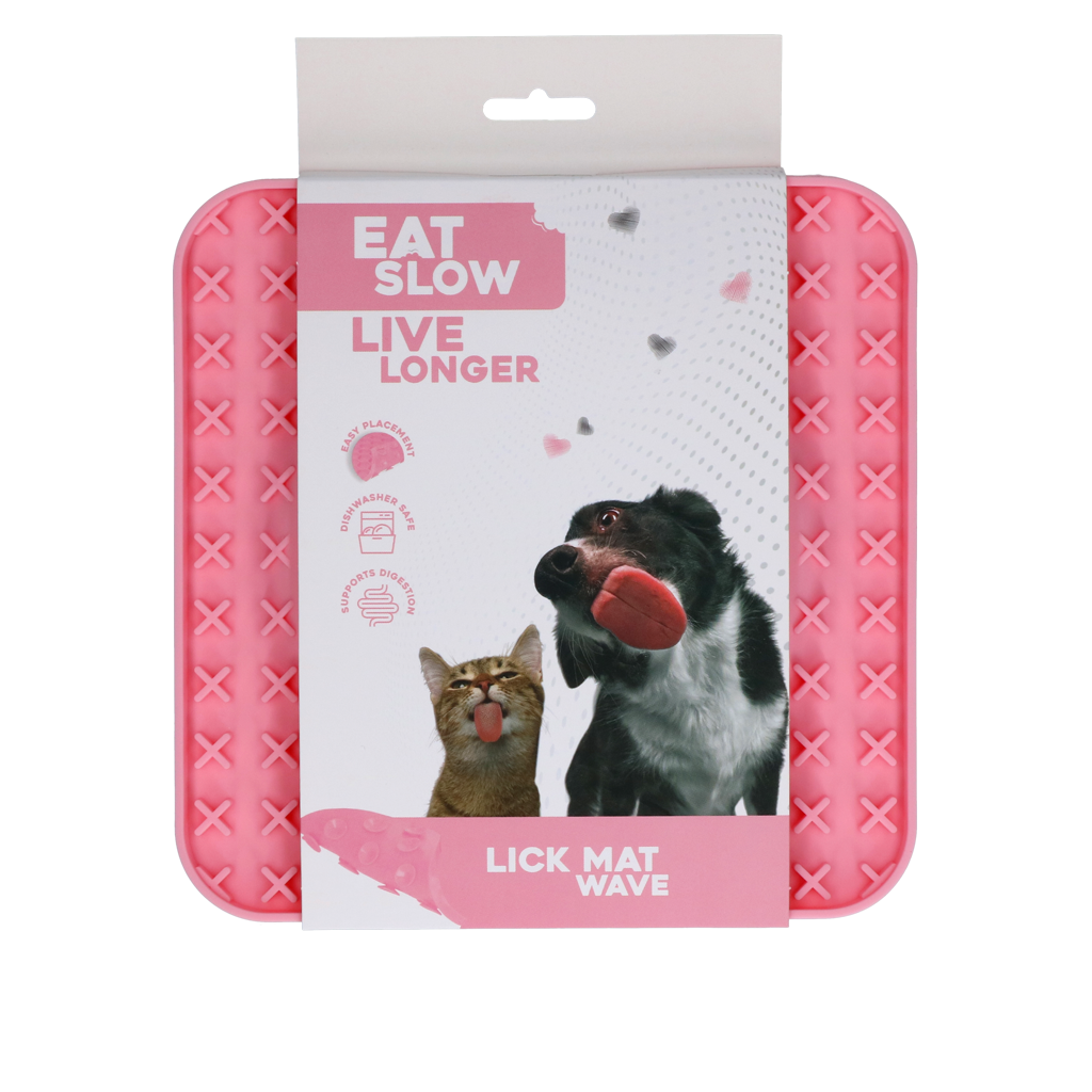 Eat Slow Live Longer Leckmatte Wave Rosa – Fördert Langsame Fütterung für Haustiere