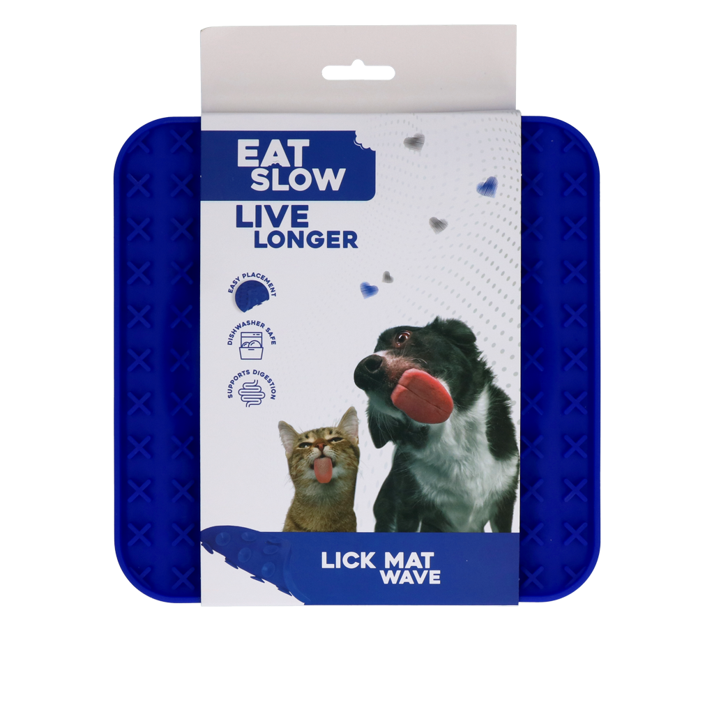 Eat Slow Live Longer Leckmatte Wave Blau – Fördert Langsame Mahlzeiten und Spaß