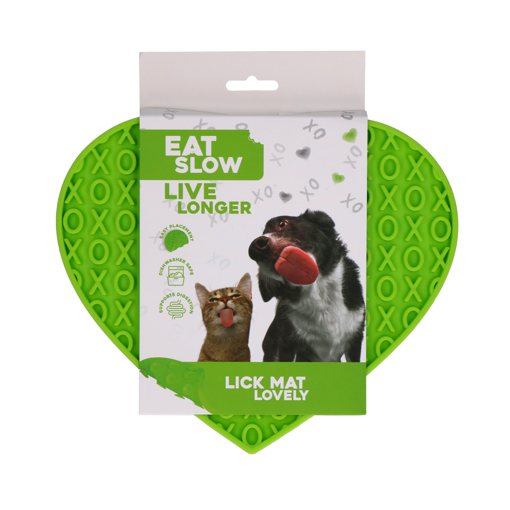 Eat Slow Live Longer Leckmatte Herz – Fördert Langsame Fütterung mit XO-Muster