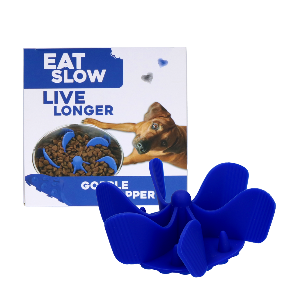 Eat Slow Live Longer Gobble Stopper Blau – Antischlingeinsatz Für Langsame Fütterung
