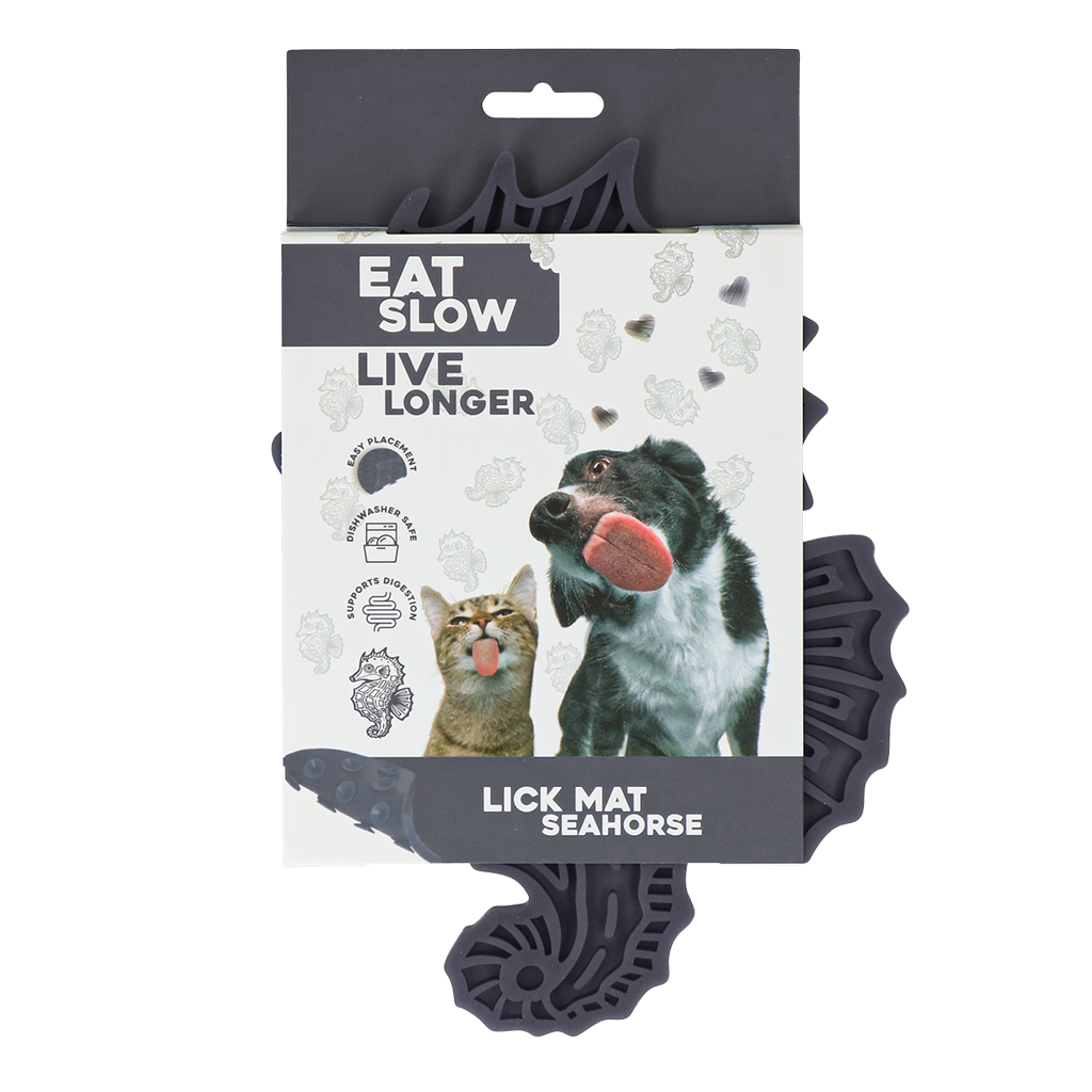 Eat Slow Live Longer Leckmatte Seepferdchen Grau – Fördert Langsame Fütterung