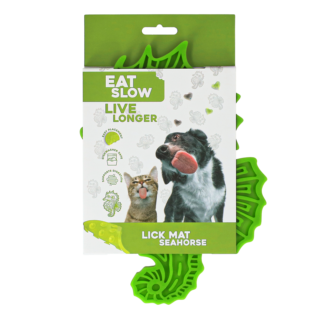 Eat Slow Live Longer Leckmatte Seepferdchen Grün – Fördert Langsame Fütterung