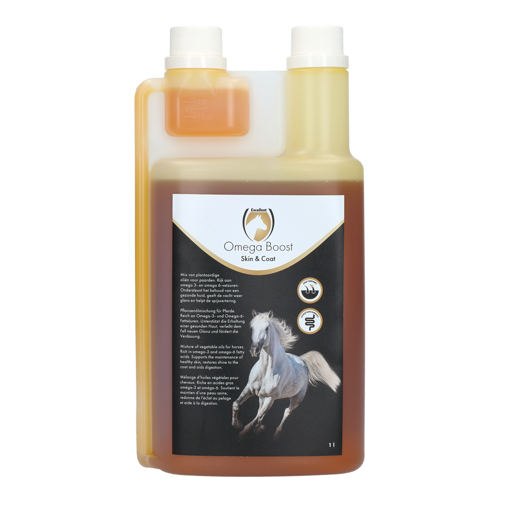 Excellent Horse Omega Boost 1 L – Veganes Ergänzungsfuttermittel Für Gesunde Haut