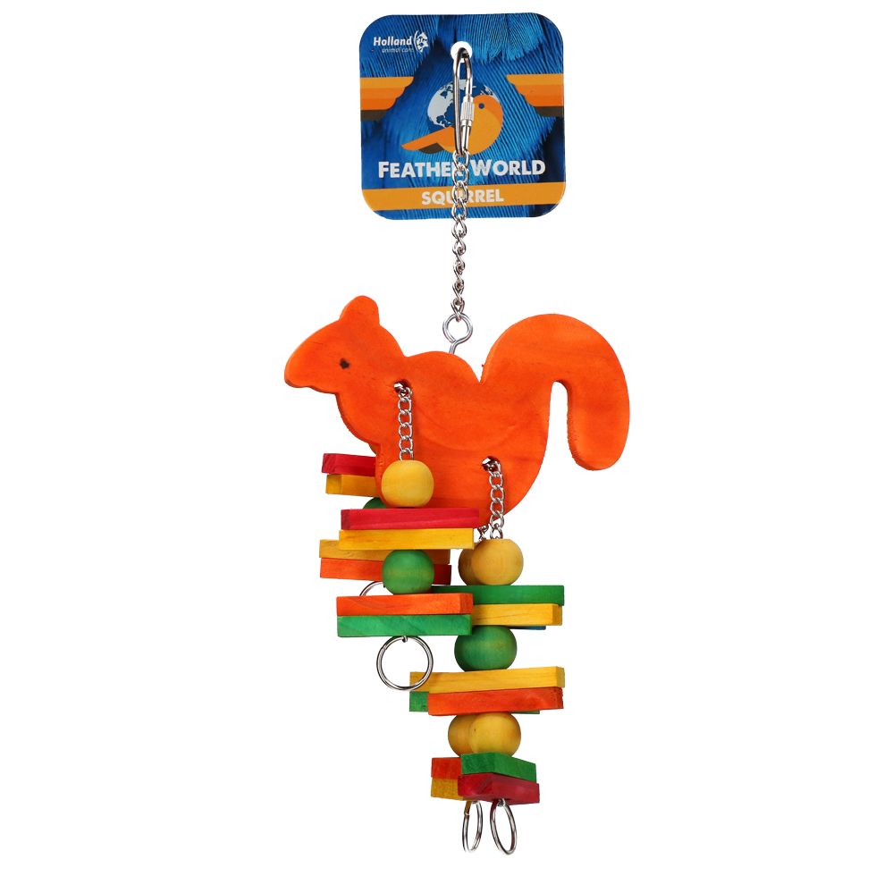 Feather World Eichhörnchen – Buntes Holzspielzeug Für Vögel