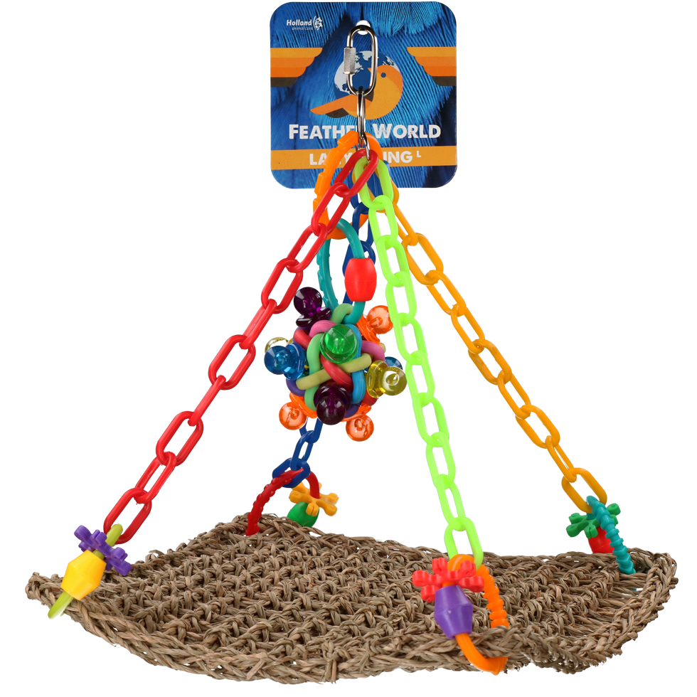 Feather World Lazy Swing L – Spaßige Schaukel Für Vögel Mit Seegras und Lustigen Details