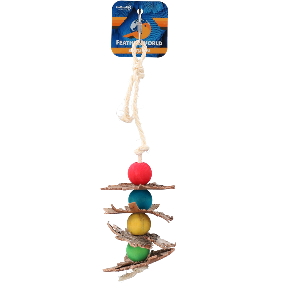 Feather World Herbst Aufhänger – Spielzeug Für Sittiche Mit Bunten Holzkugeln