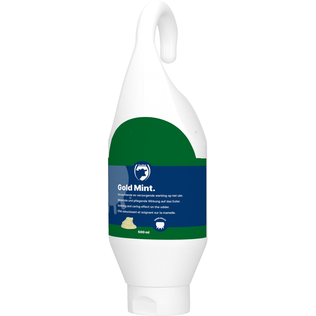 Gold Mint Steh- und Hängeflasche 500 ml – Innovatives Pflegeprodukt für Eutergesundheit