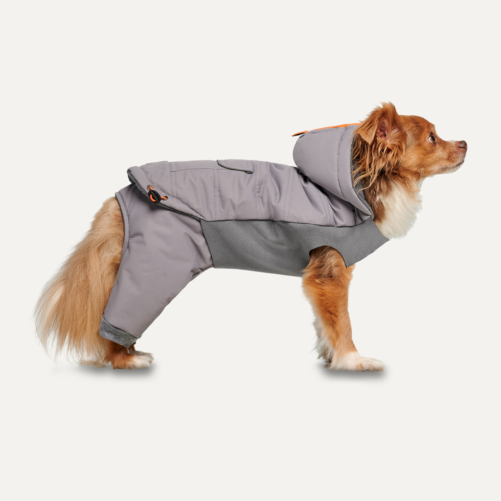 Goo-eez Hooded Full Body Snowsuit M Grau – Wasserdicht Und Warm Für Ihren Hund