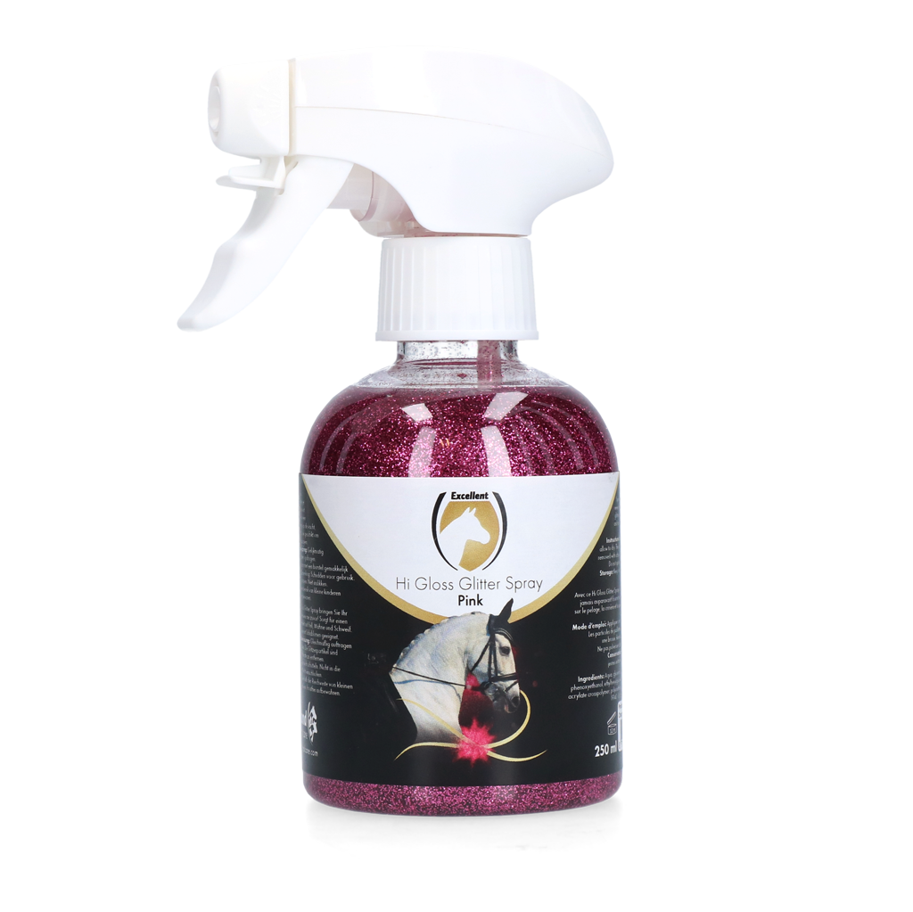 Excellent Horse Hi Gloss Glitzer Spray Pink 250 ml – Strahlender Glanz für Pferd und Pony