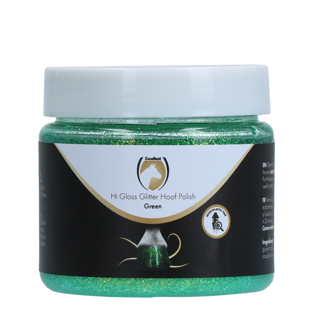 Excellent Horse Hi Gloss Glitzer Huflack Grün 150 ml – Hochglänzender Effekt für Perfekte Hufe