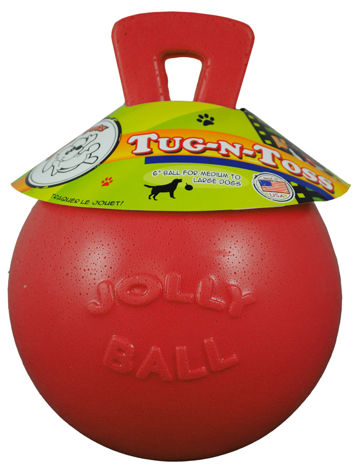 Jolly Tug-n-Toss Rot M – Punkt-resistenter Softball Für Hunde