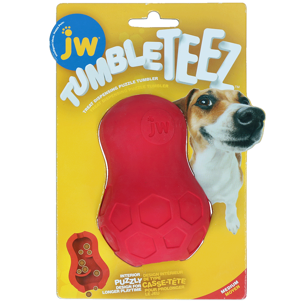 JW Tumble Teez Rot M – Interaktives Snackspielzeug Für Hunde