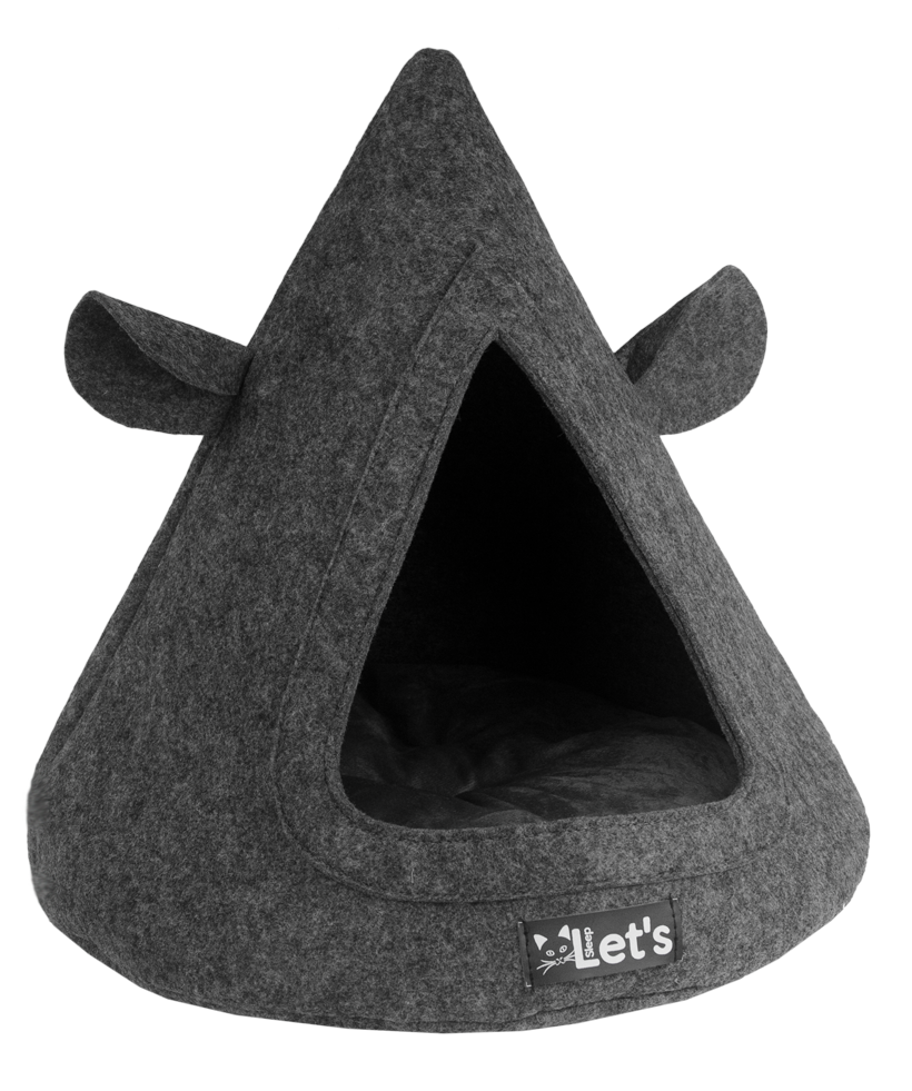 Let's Sleep Pet Cave TeePee Anthrazit – Hochwertiger Schlafplatz für Ihre Katze