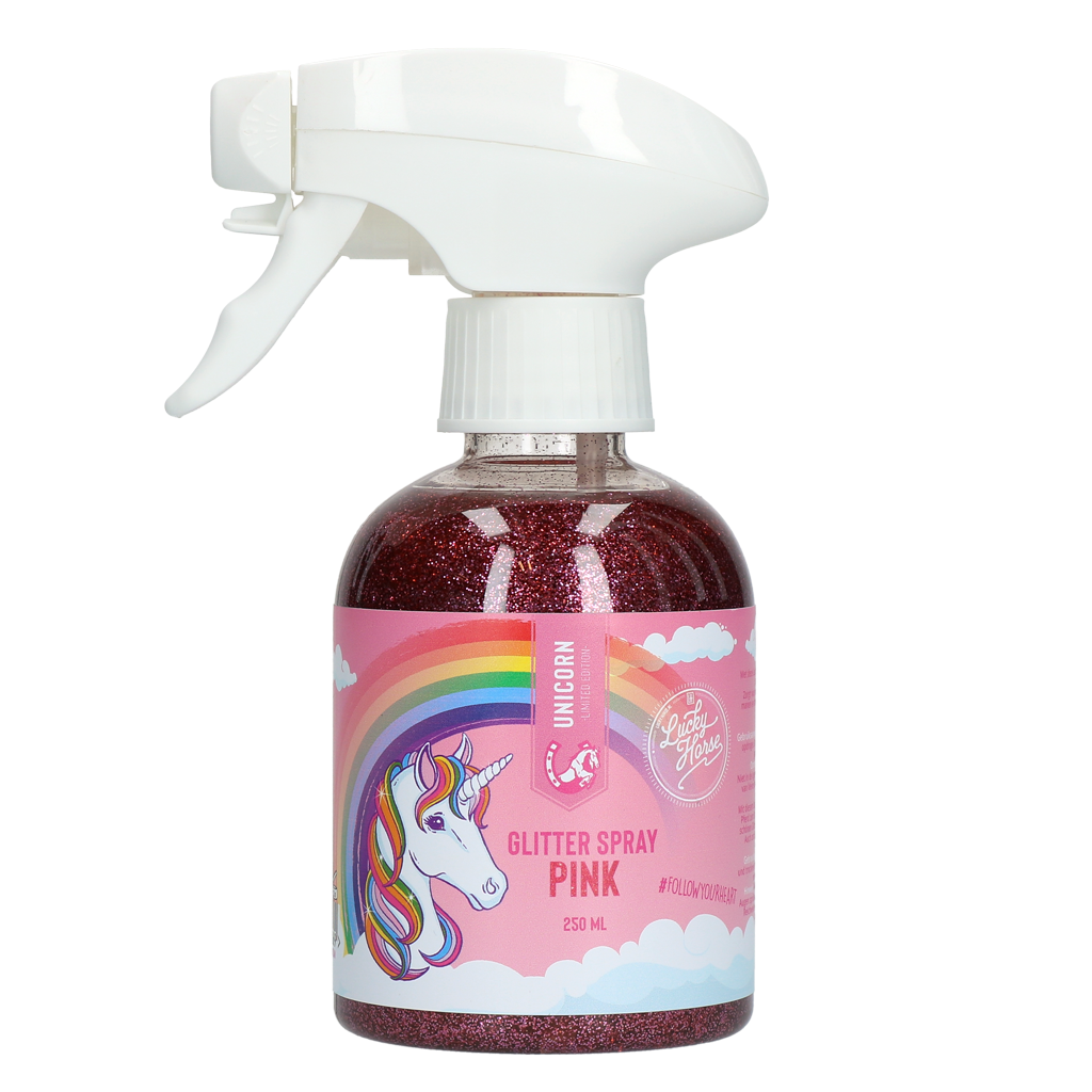 Lucky Horse Unicorn Glitzerspray Rosa – Strahlender Glitzereffekt für Pferd und Pony