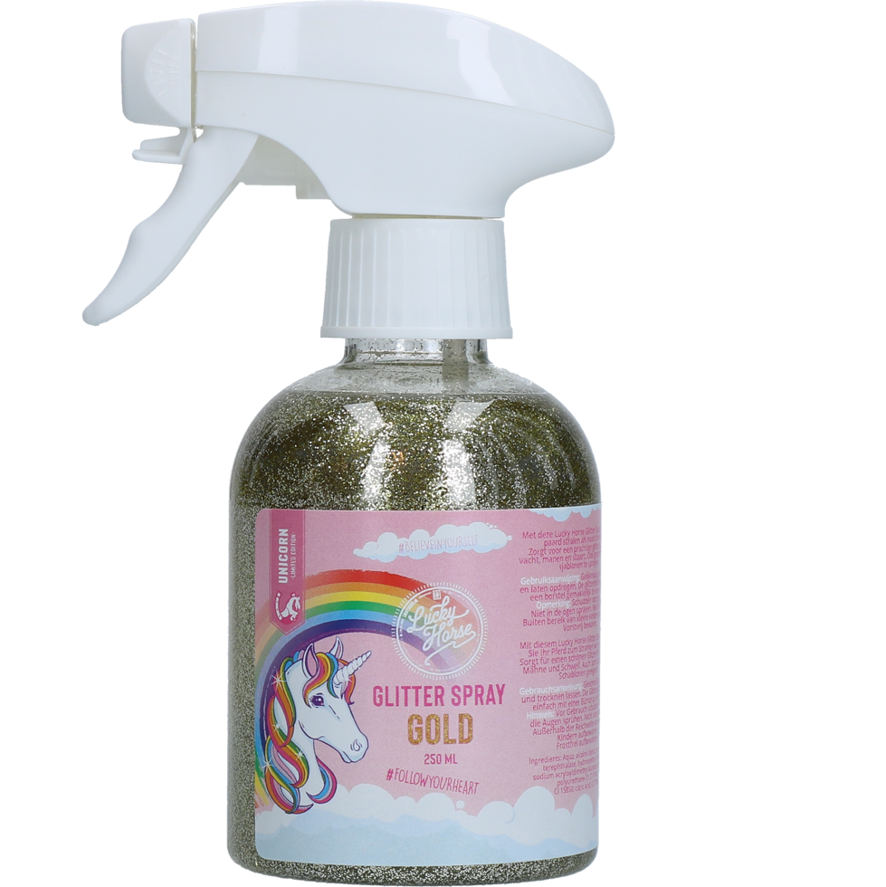 Lucky Horse Unicorn Glitzerspray Gold – Strahlender Glitzereffekt für Pferd und Pony