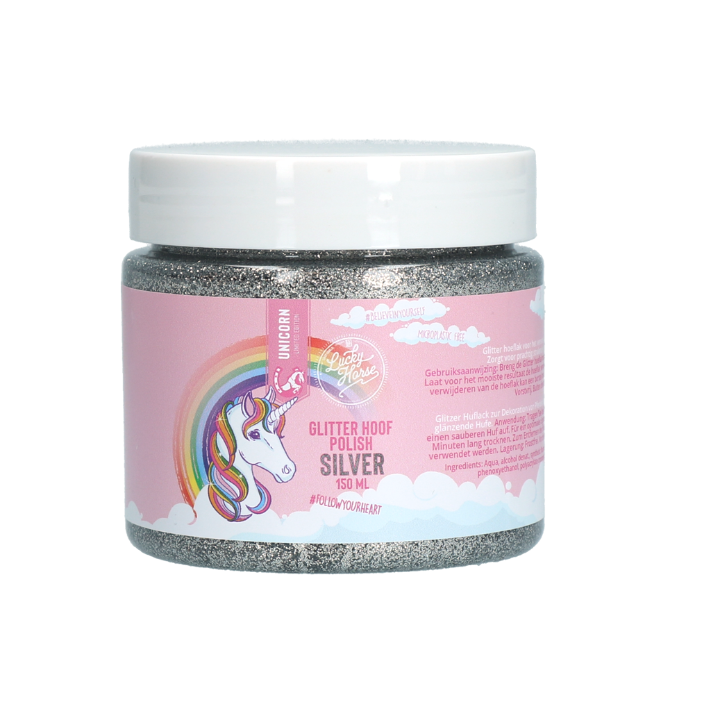 Lucky Horse Glitzer Huflack Silber – Luftdurchlässige Formel für Strahlende Hufe