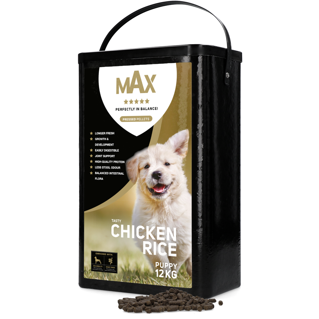 Max Puppy Gepresste Pellets Huhn & Reis 12 kg – Ausgewogenes Futter Für Welpen