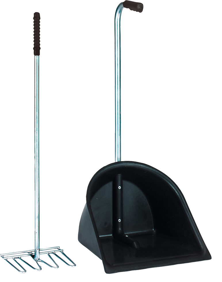 Mistboy Set Schwarz – Einfache Entmistung mit Schaufel und Forke