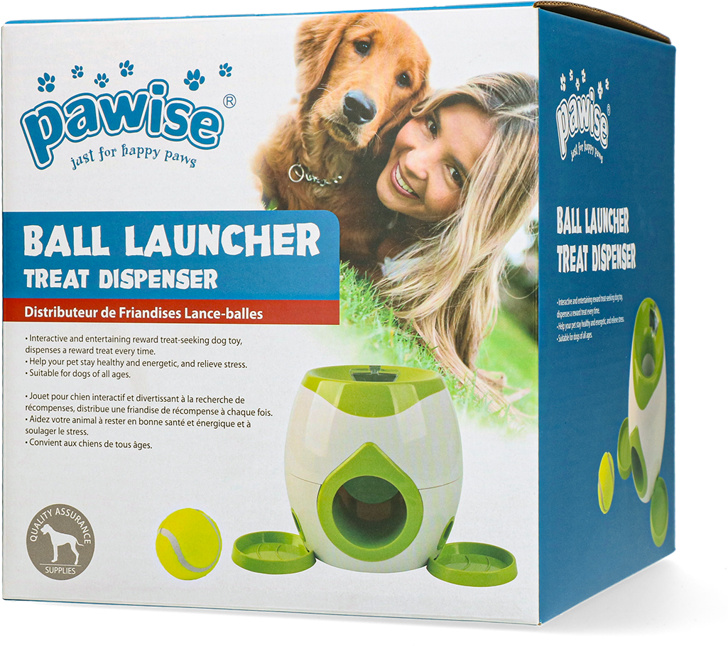 Pawise Ball Launcher Treat Dispenser – 2 in 1 Trainingsspielzeug für Hunde