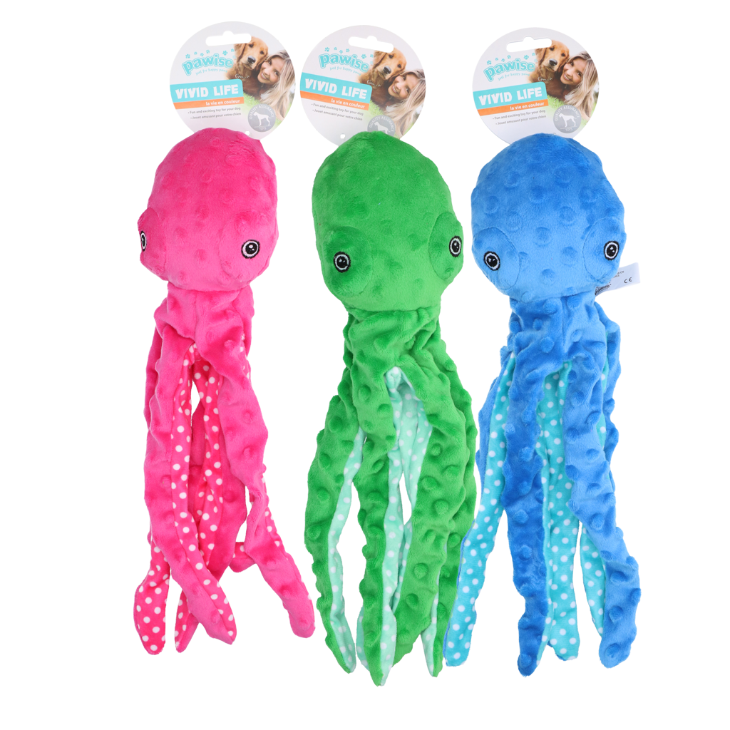 Pawise Multicolor Plüsch Oktopus – Extrem Kuscheliges Hundespielzeug