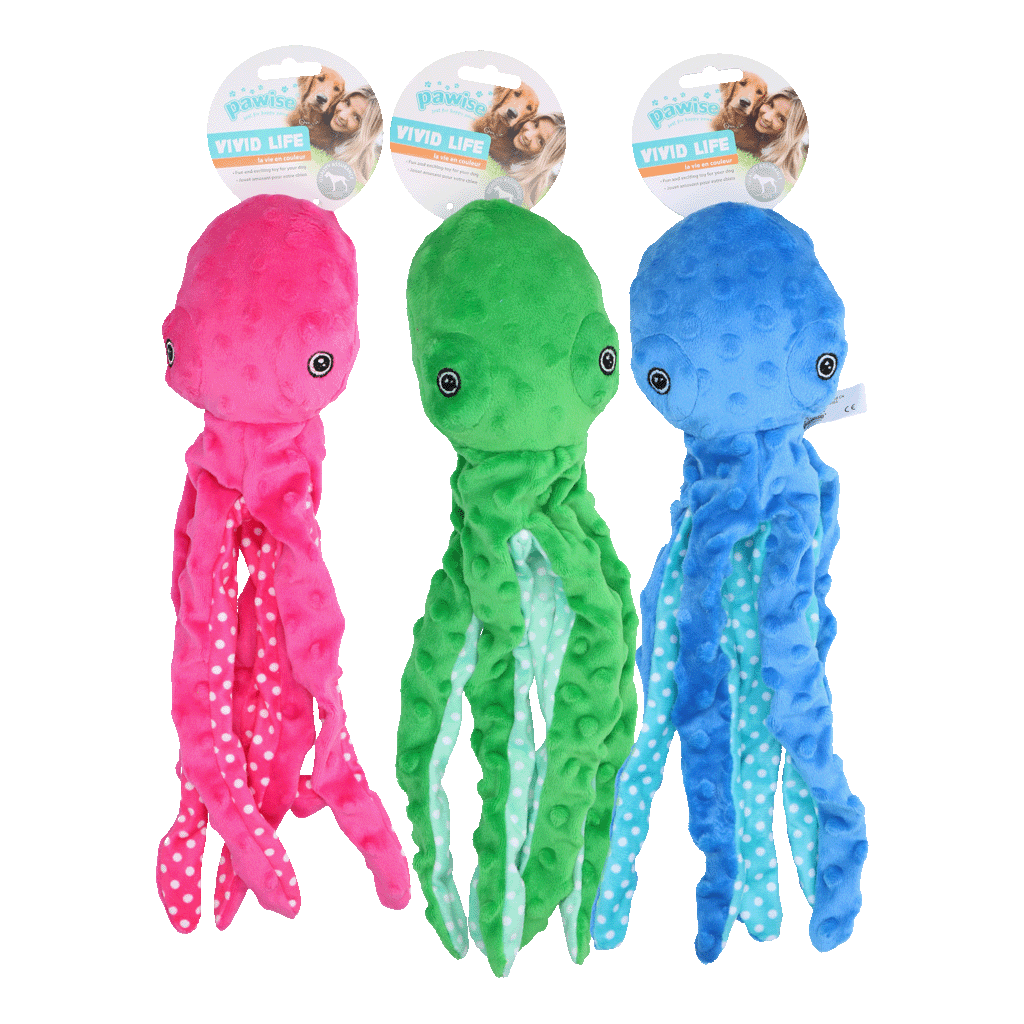 Pawise Multicolor Plüsch Oktopus – Kuscheliges Spielzeug für Hunde