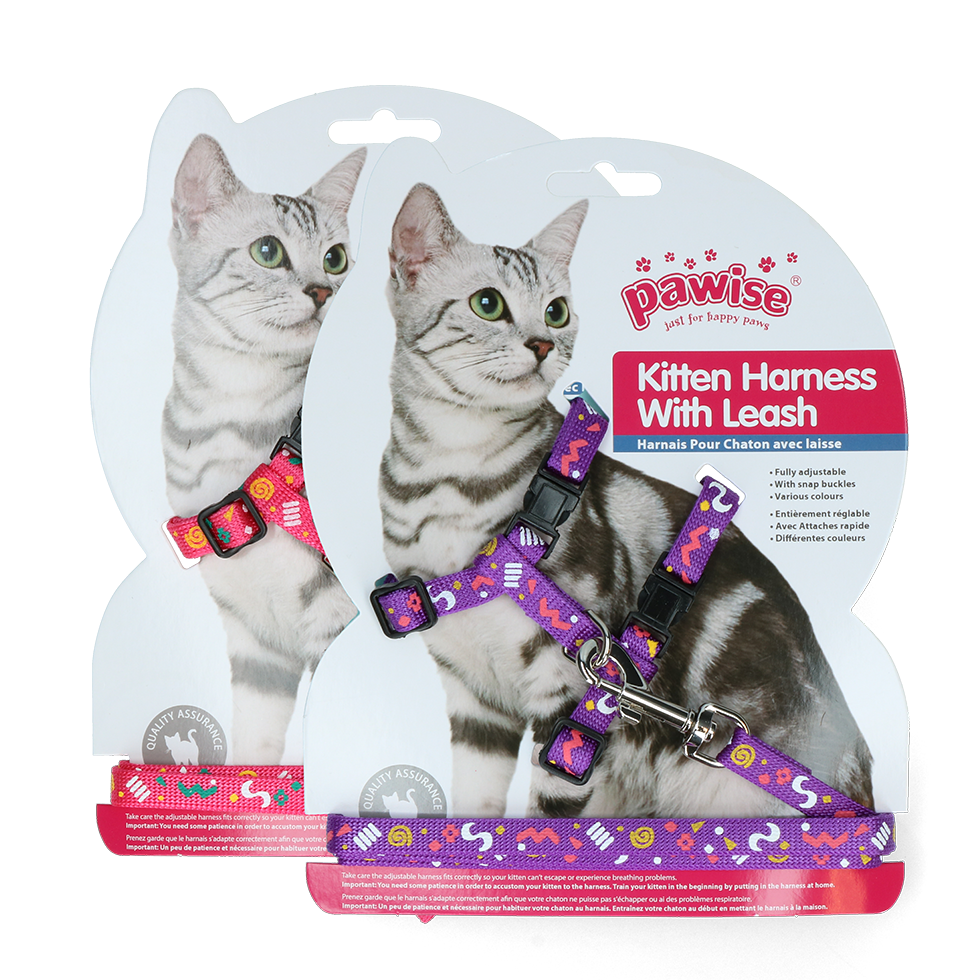 Pawise Katzen Geschirr Mit Leine Pink/Lila – Perfekt Für Sichere Ausflüge