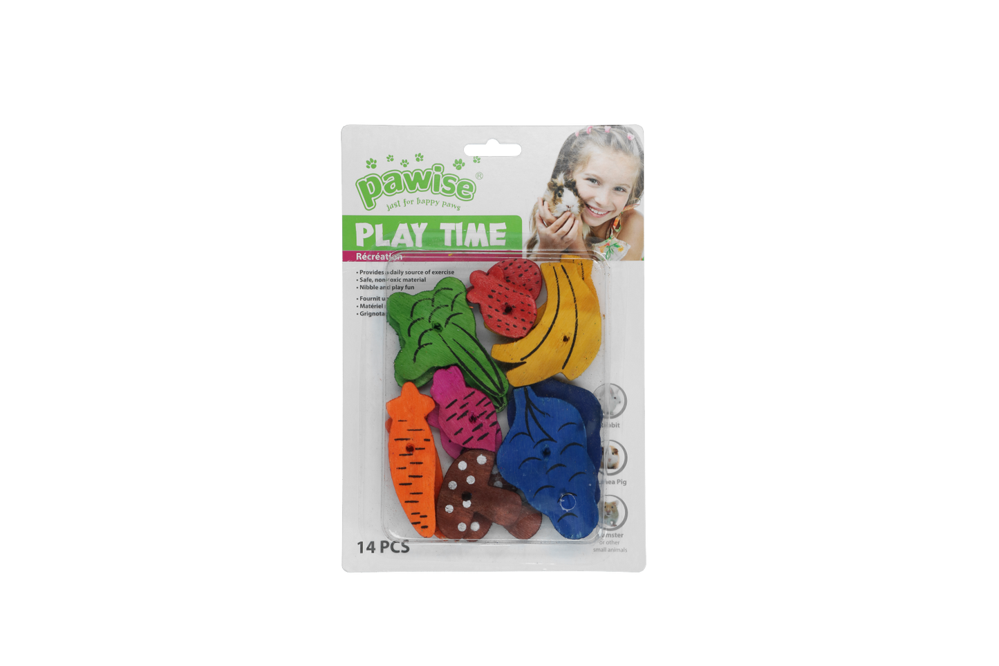 Pawise Play Time Kleintier Obst und Gemüse-Mix – Ungiftige Spielblocks für Nage- und Spielspaß