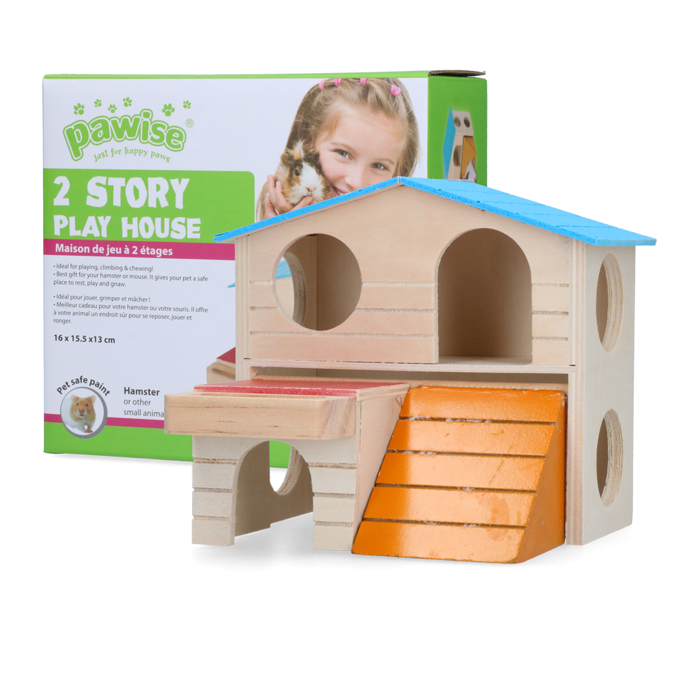 Pawise 2-stöckiges Spielhaus – Ideal Für Kleine Nager Mit Gesundem Nagevergnügen
