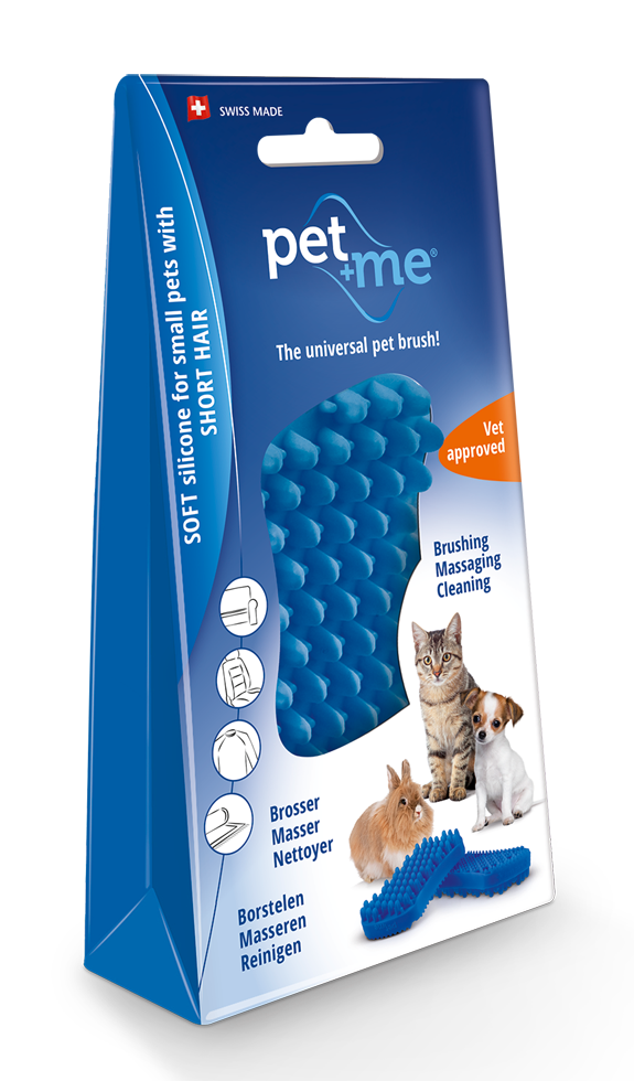Pet+Me Cat Hair Brush Kurzhaar Blau – 4-in-1 Bürste für Tiefenreinigung und Massage