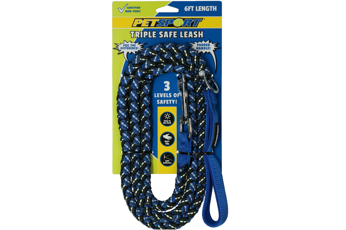 Petsport Triple Safe Leash Blau 1,8 m – Dreifach Sicher Mit Gepolstertem Griff