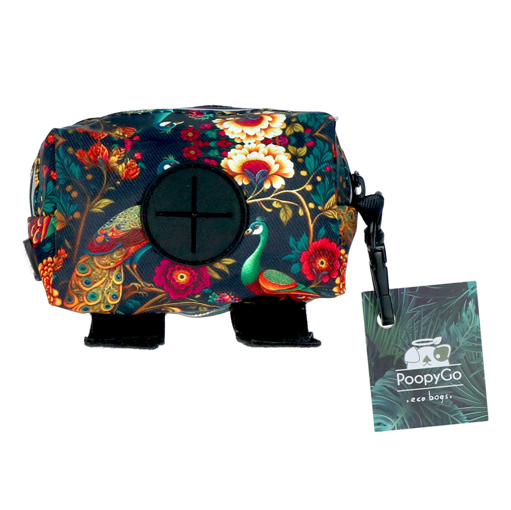 PoopyGo Eco Bag Pfau (Rot) – Praktischer Kotbeutelhalter Mit Reißverschluss