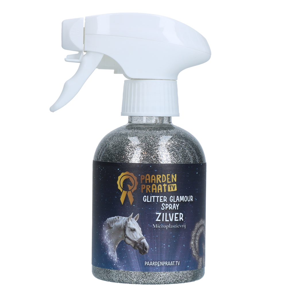 Paardenpraat TV Glitter Glamour Spray Silber – Strahlender Glanz für Pferde