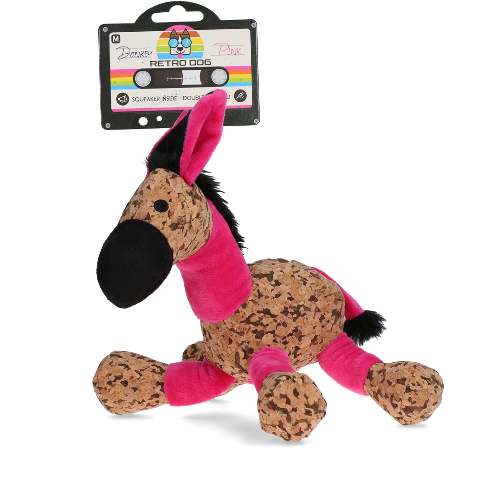 Retrodog Donkey Rosa M – Nostalgisches Korkspielzeug zum Kuscheln