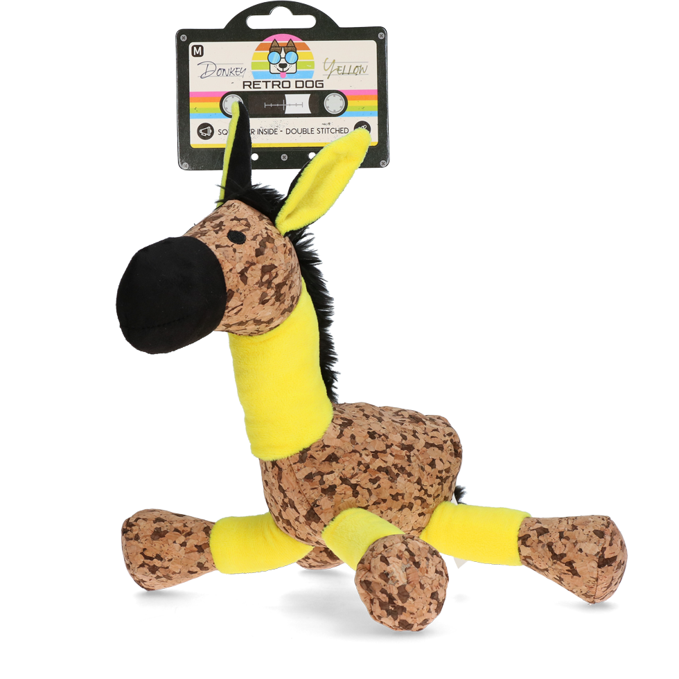 Retrodog Donkey Gelb M – Nostalgisches Weiches Spielzeug mit Quietscher