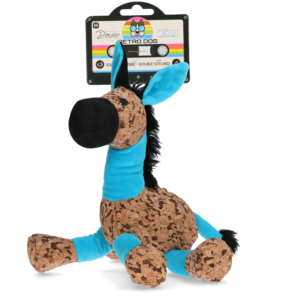 Retrodog Donkey Blau M – Nostalgisches Kuscheltier Mit Quietscher