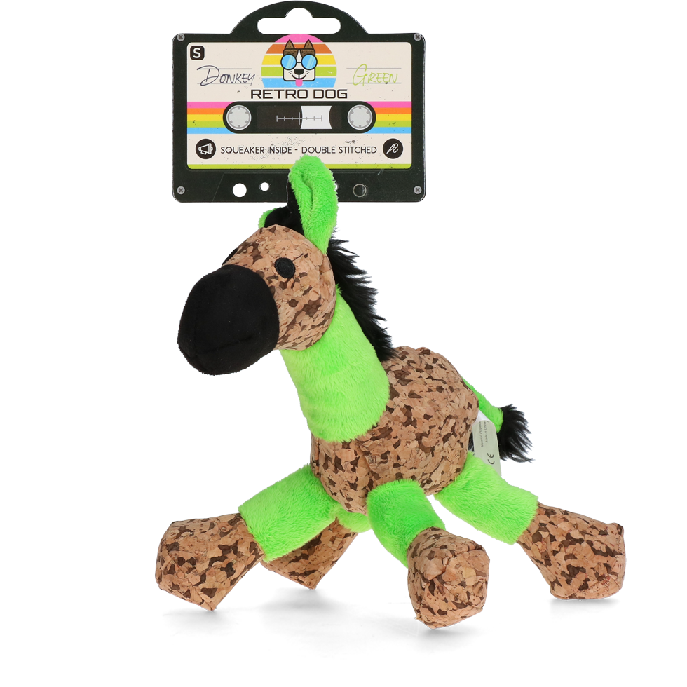 Retrodog Donkey Grün S – Nostalgisches Weiches Spielzeug mit Quietscher